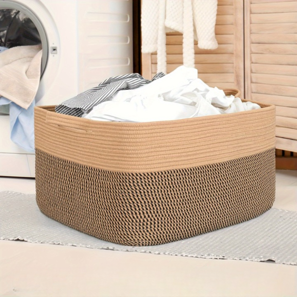 Storage Basket Woven Cotton Rope Machine-Washable 45L