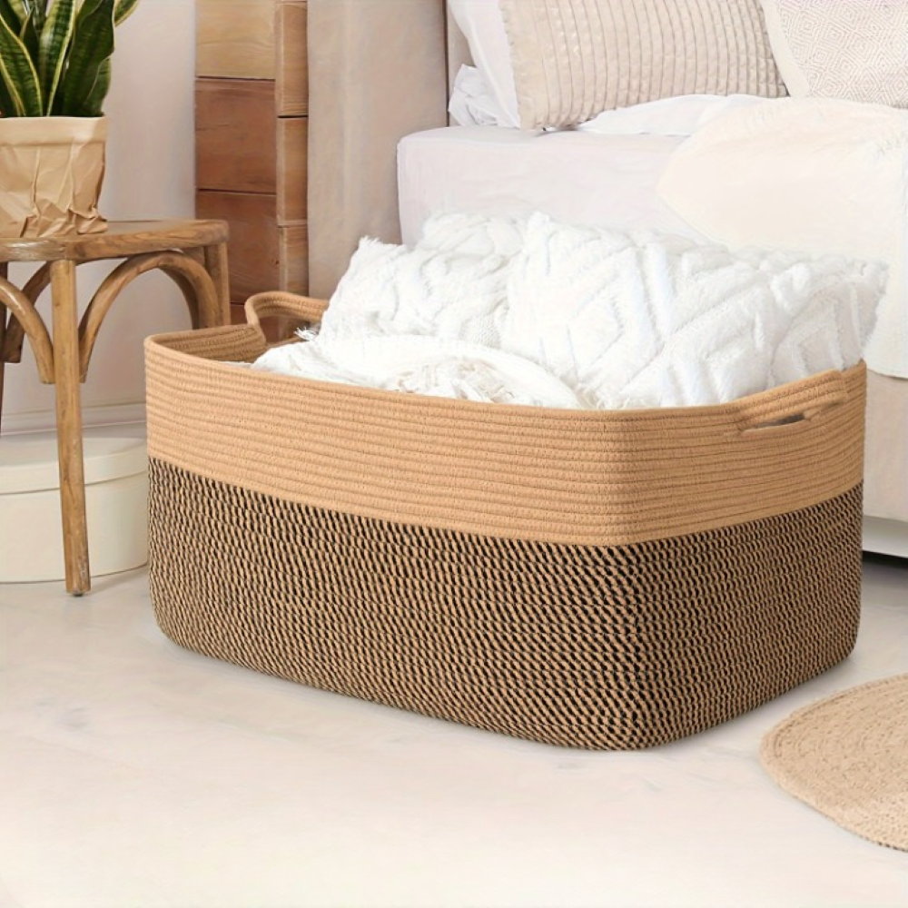 Storage Basket Woven Cotton Rope Machine-Washable 45L