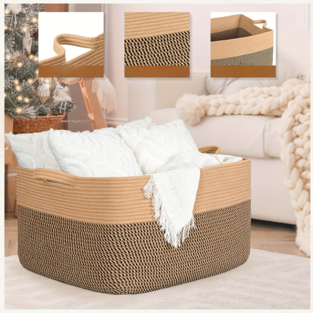 Storage Basket Woven Cotton Rope Machine-Washable 45L