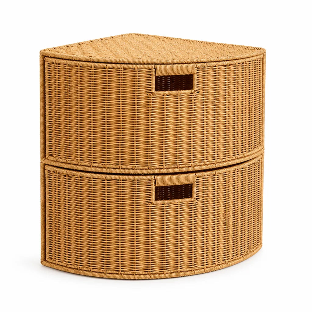 Storage Basket Woven Two Compartments & Space-Saving