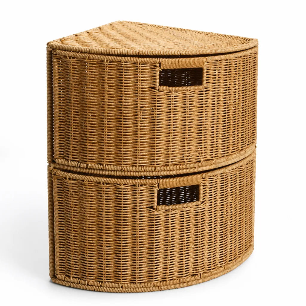 Storage Basket Woven Two Compartments & Space-Saving
