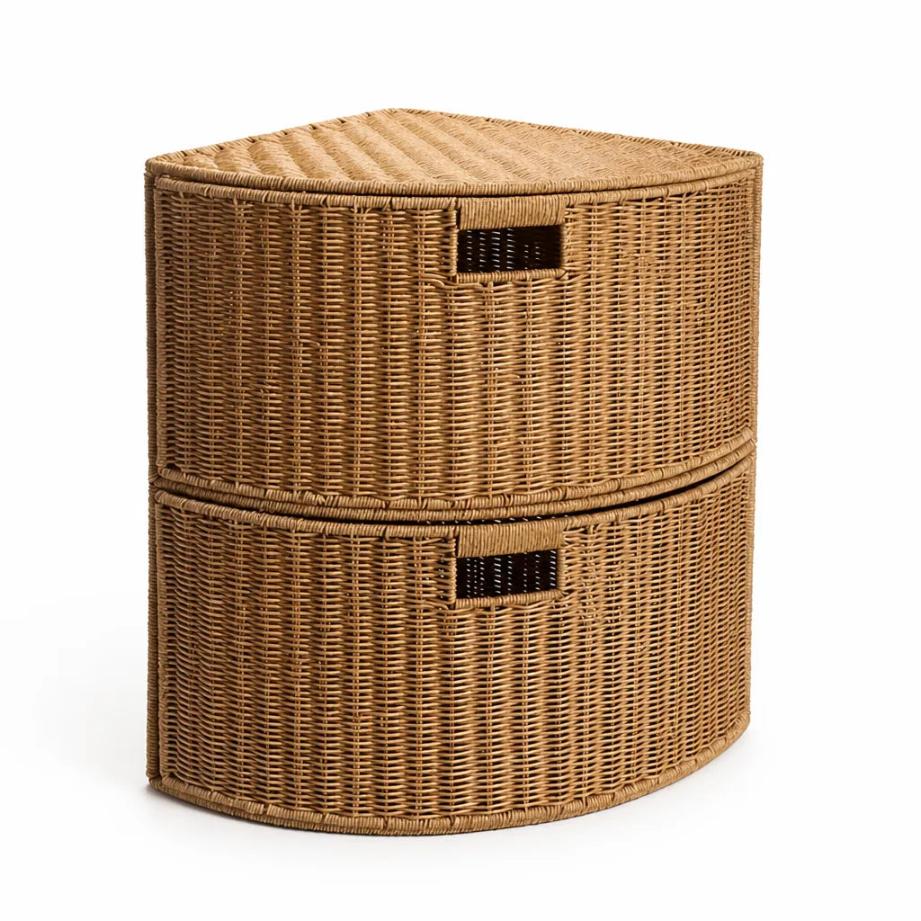 Storage Basket Woven Two Compartments & Space-Saving