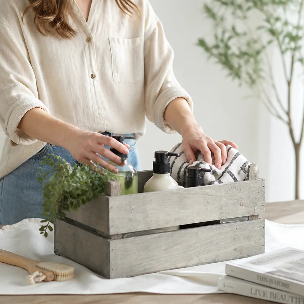 Storage Box Solid Wood Rectangular Space-Saving