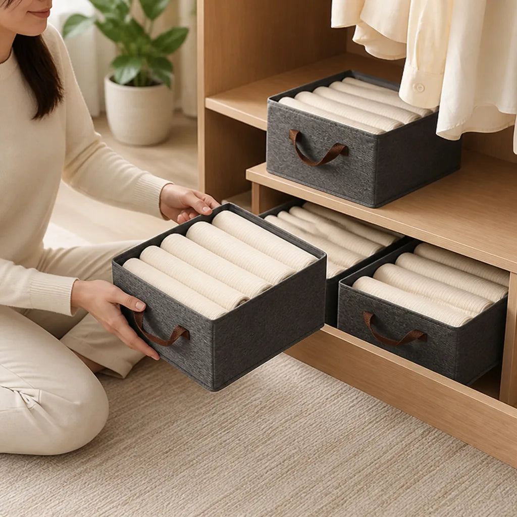 Storage Box Stackable Space-Saving Dual Handles