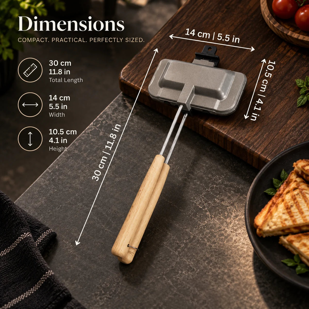 Stovetop Sandwich Maker Hinged Double-Sided Nonstick