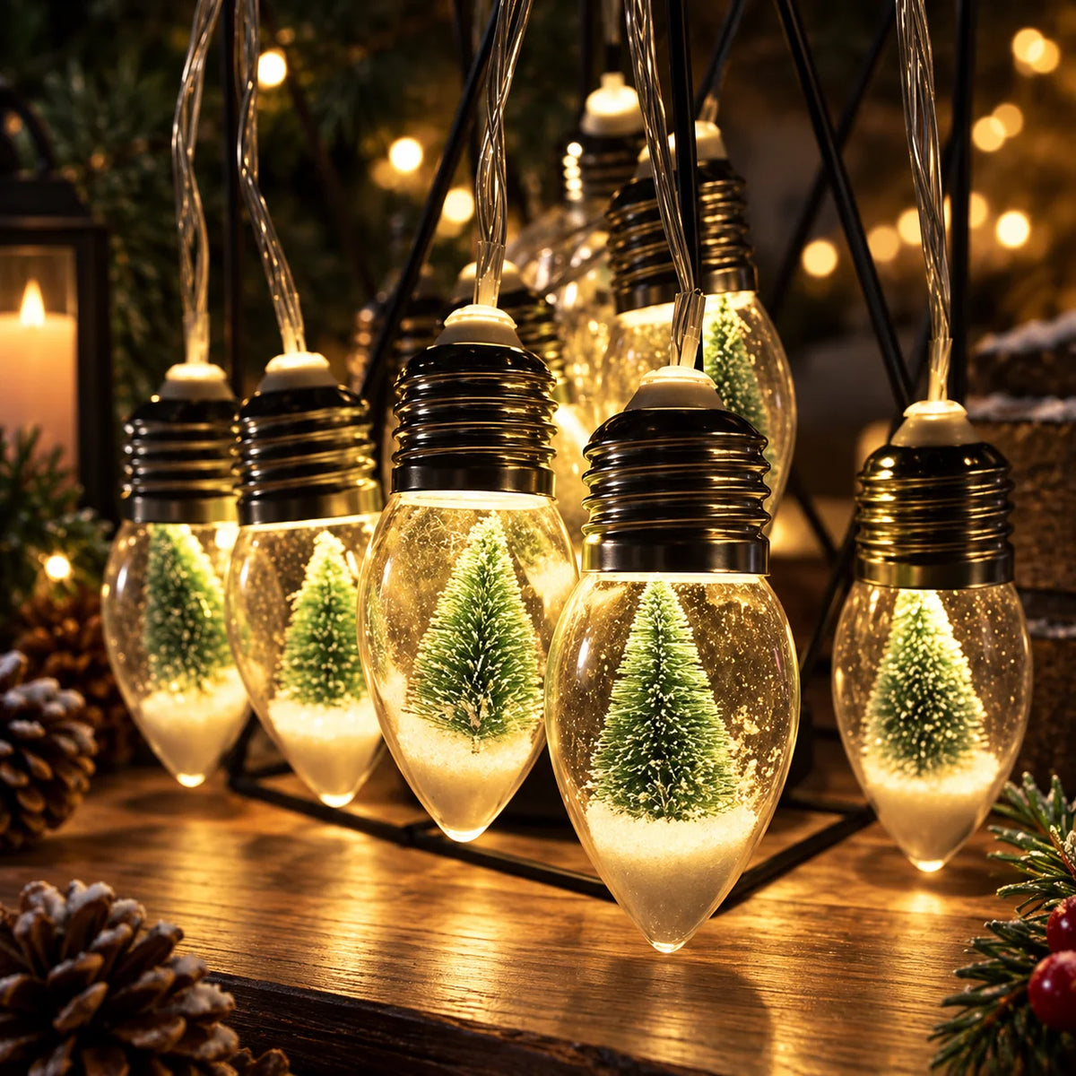 String Lights Battery Operated Acrylic Globes & Warm LED