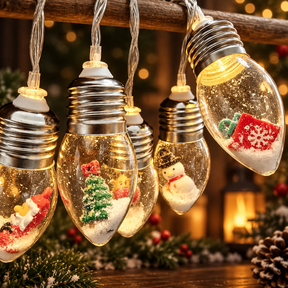 String Lights Battery Operated Acrylic Globes & Warm LED