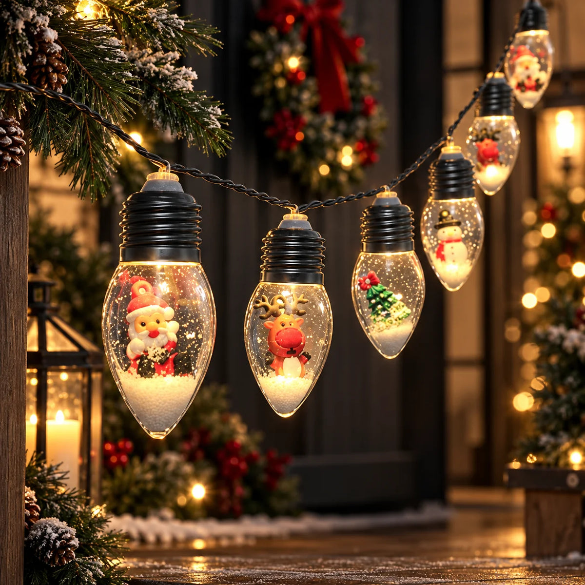 String Lights Battery Operated Acrylic Globes & Warm LED