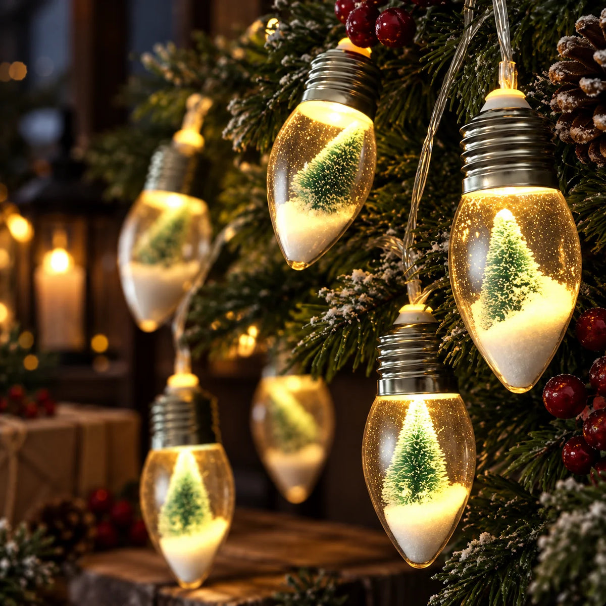 String Lights Battery Operated Acrylic Globes & Warm LED
