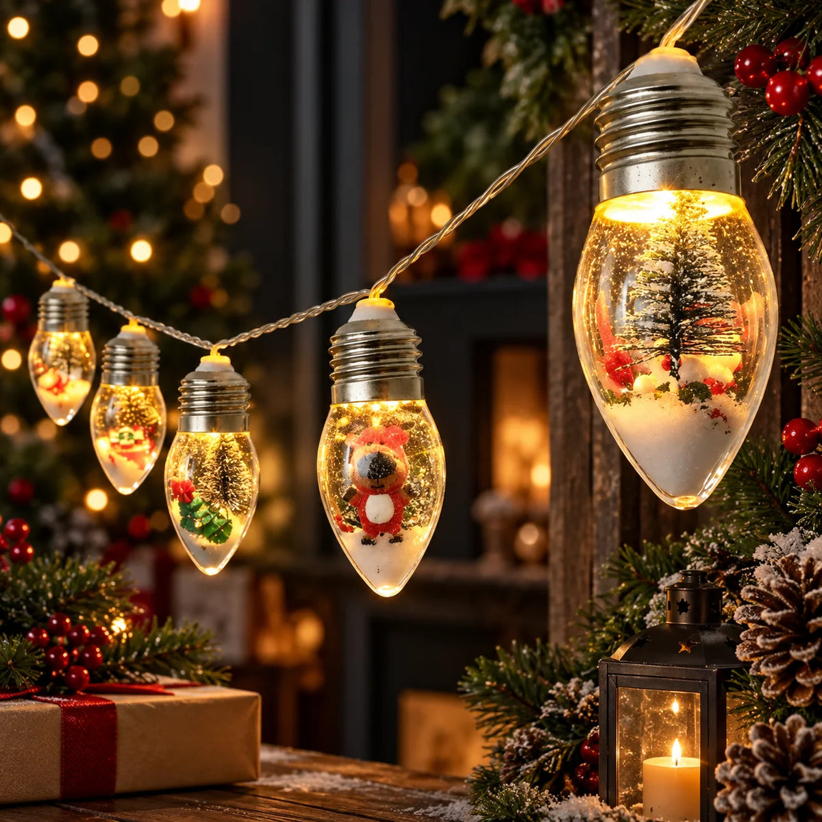 String Lights Battery Operated Acrylic Globes & Warm LED