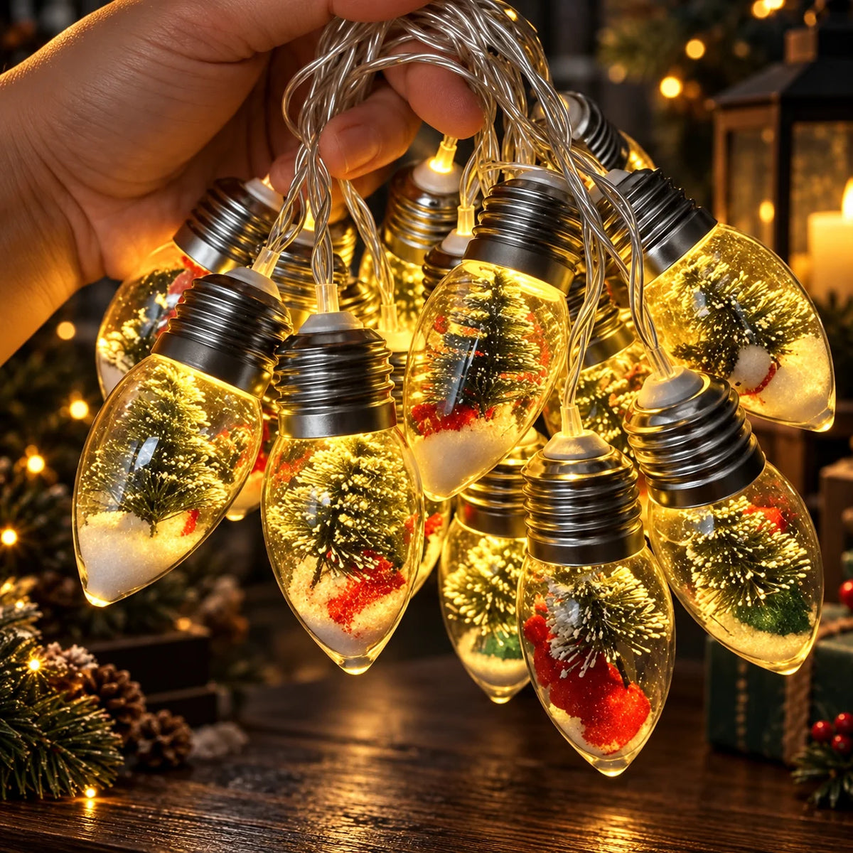 String Lights Battery Operated Acrylic Globes & Warm LED