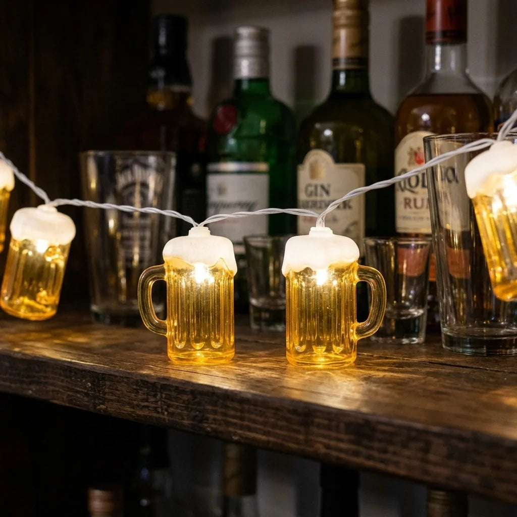 String Lights Beer Mug Motif Battery-Powered Warm White LEDs