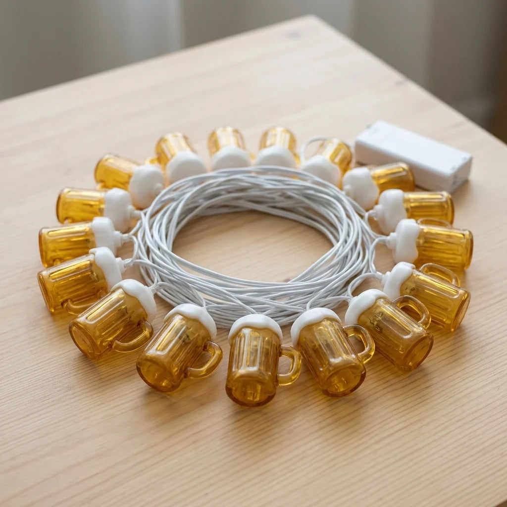 String Lights Beer Mug Motif Battery-Powered Warm White LEDs