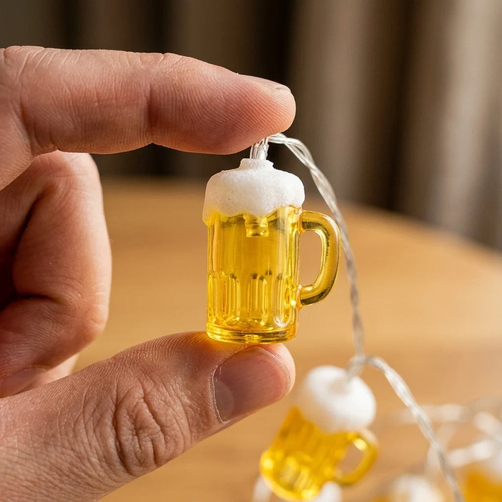 String Lights Beer Mug Motif Battery-Powered Warm White LEDs