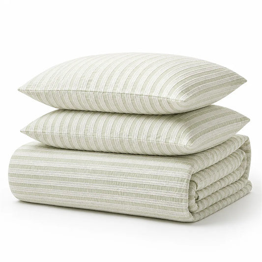 Striped Bedding Set with Duvet Cover and Pillowcases (100% Cotton)