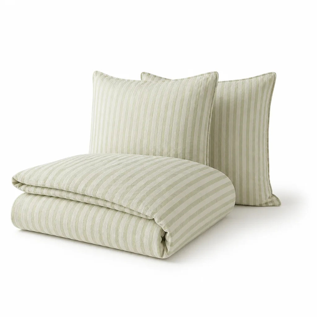 Striped Bedding Set with Duvet Cover and Pillowcases (100% Cotton)