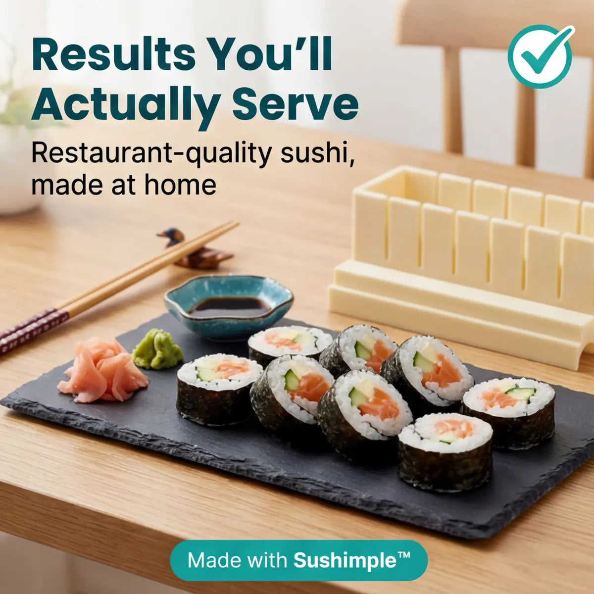 Sushi Mold Set Rectangular No-Roll Dishwasher-Safe Kit