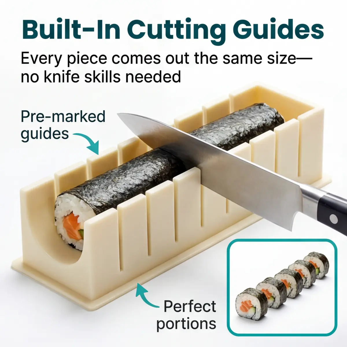 Sushi Mold Set Rectangular No-Roll Dishwasher-Safe Kit