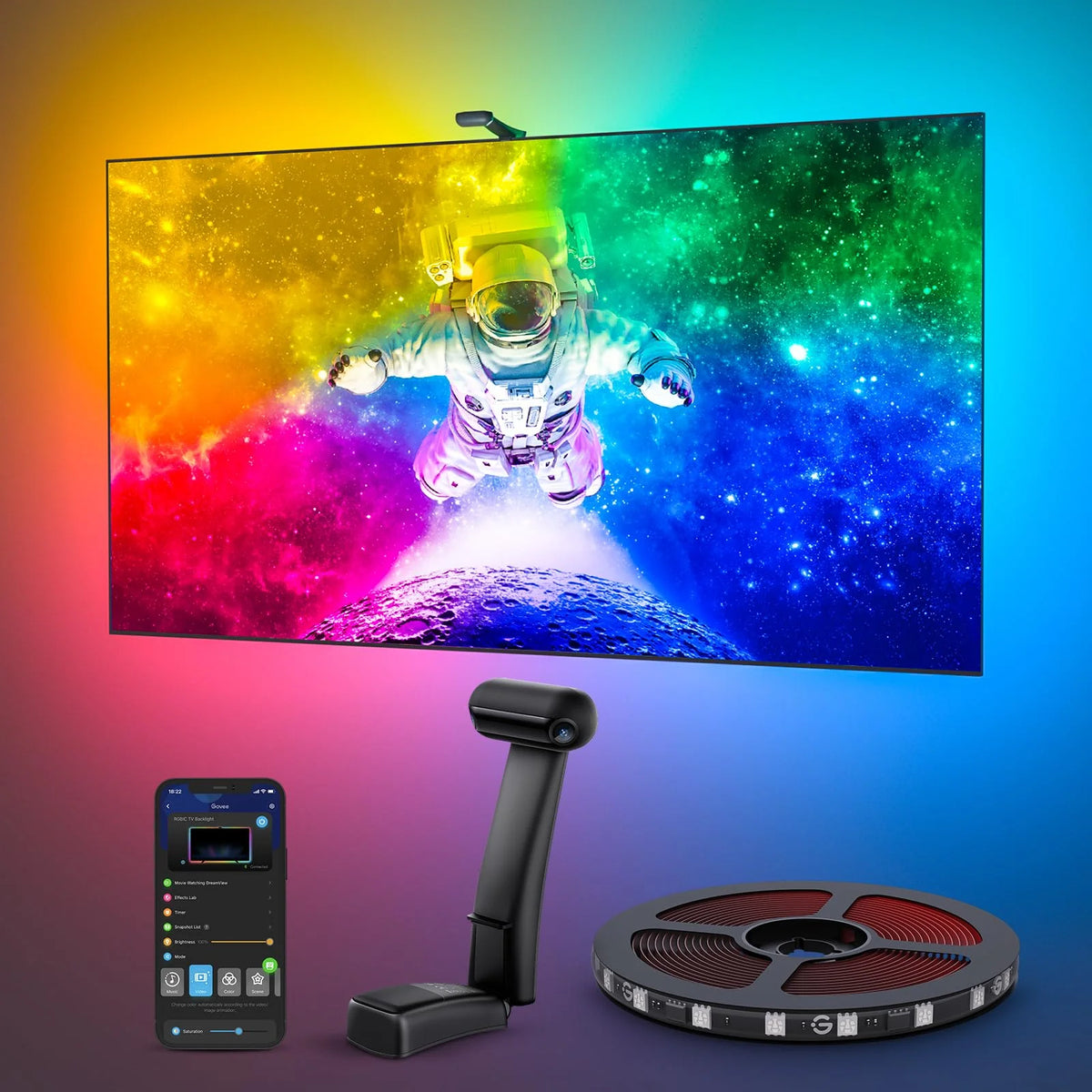 TV Backlight Strip 98–100in RGBIC Multi-Zone Dual Edge Cameras