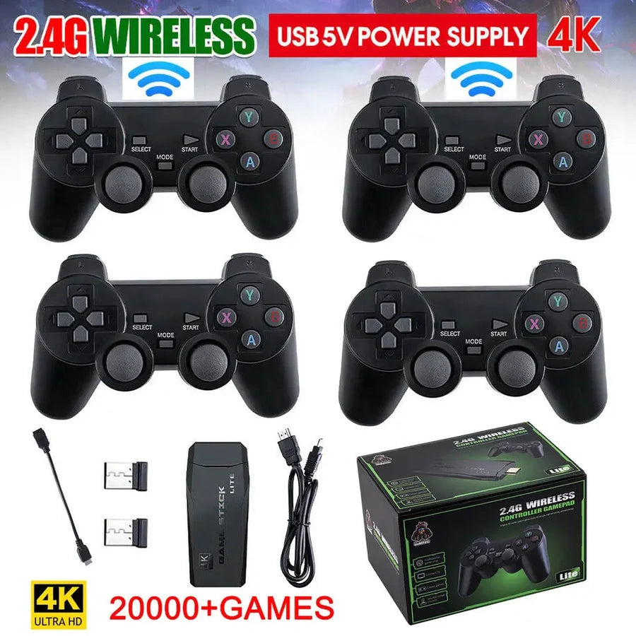 TV Game Stick Console Preloaded 20,000 Games Wireless Controllers