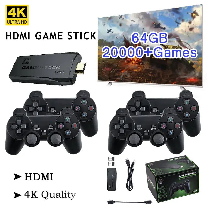 TV Game Stick Console Preloaded 20,000 Games Wireless Controllers