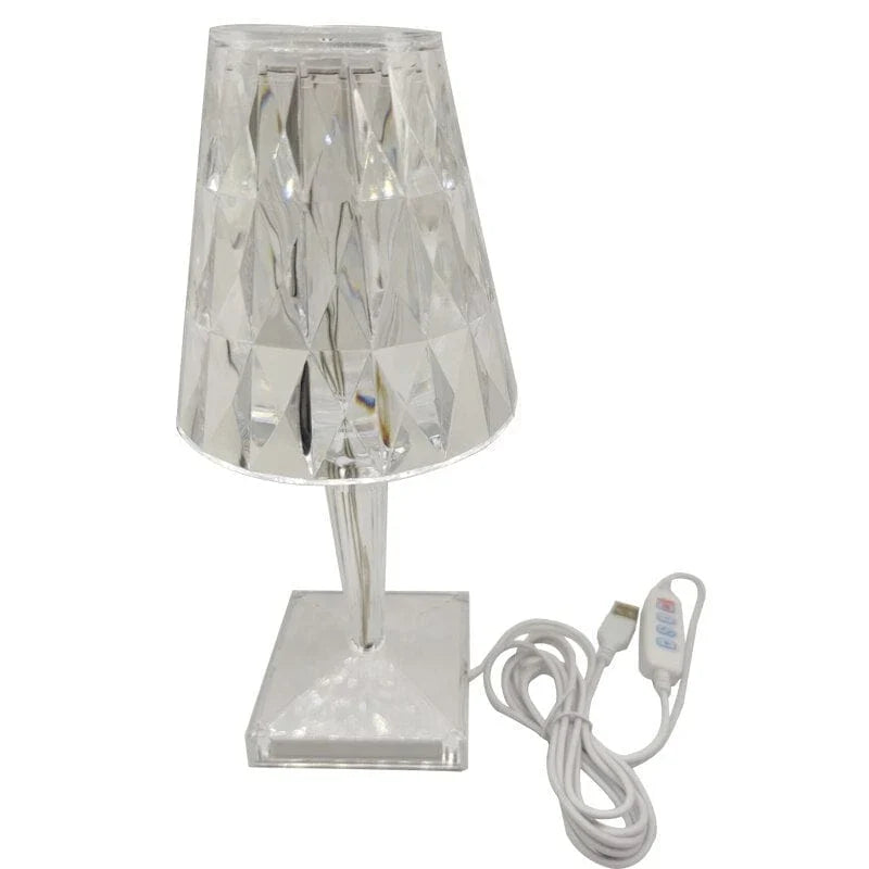 Table Lamp Diamond-Pattern Acrylic LED Touch & USB