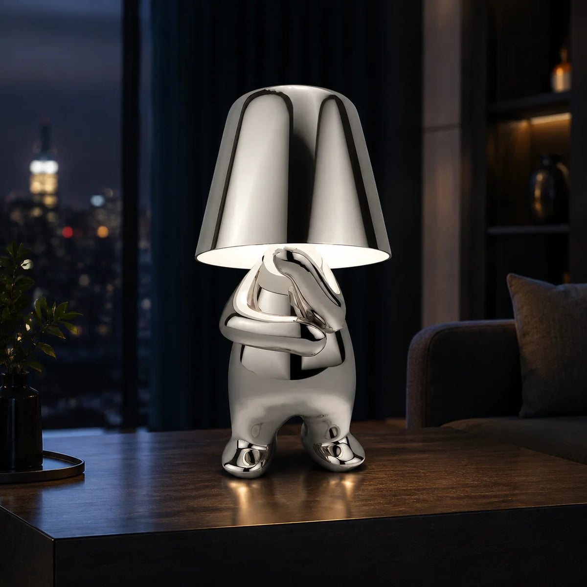 Table Lamp Sculptural Touch-Dimmable USB Rechargeable