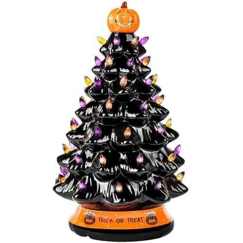 Tabletop Holiday Tree Halloween & Christmas Hand-Painted Battery LED