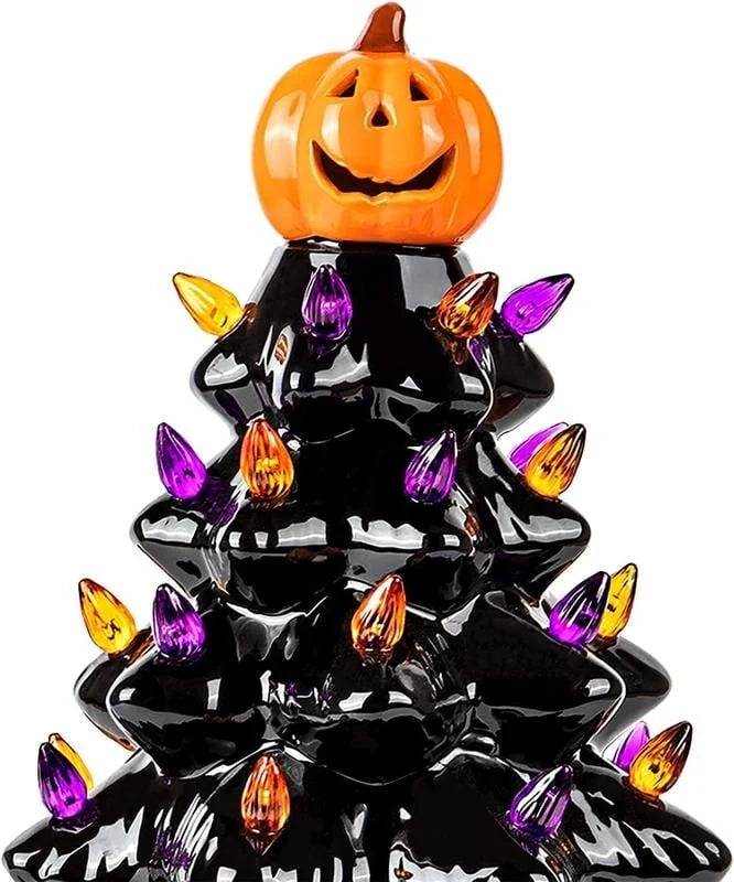 Tabletop Holiday Tree Halloween & Christmas Hand-Painted Battery LED
