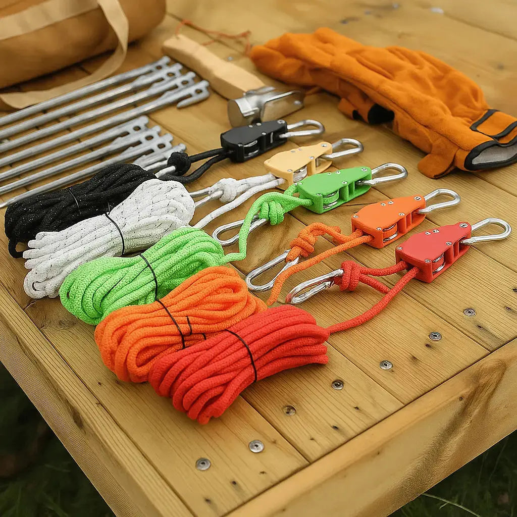 Tent Guy Rope Quick-Lock Pulley Reflective Stainless Carabiners 4m
