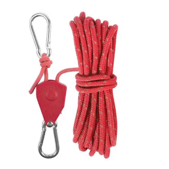 Tent Guy Rope Quick-Lock Pulley Reflective Stainless Carabiners 4m