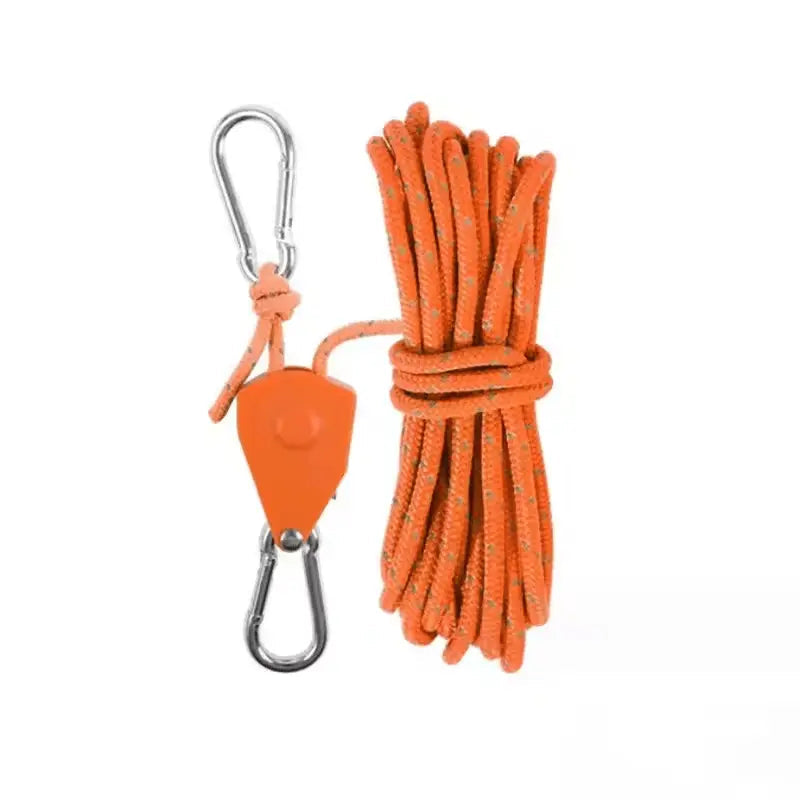Tent Guy Rope Quick-Lock Pulley Reflective Stainless Carabiners 4m