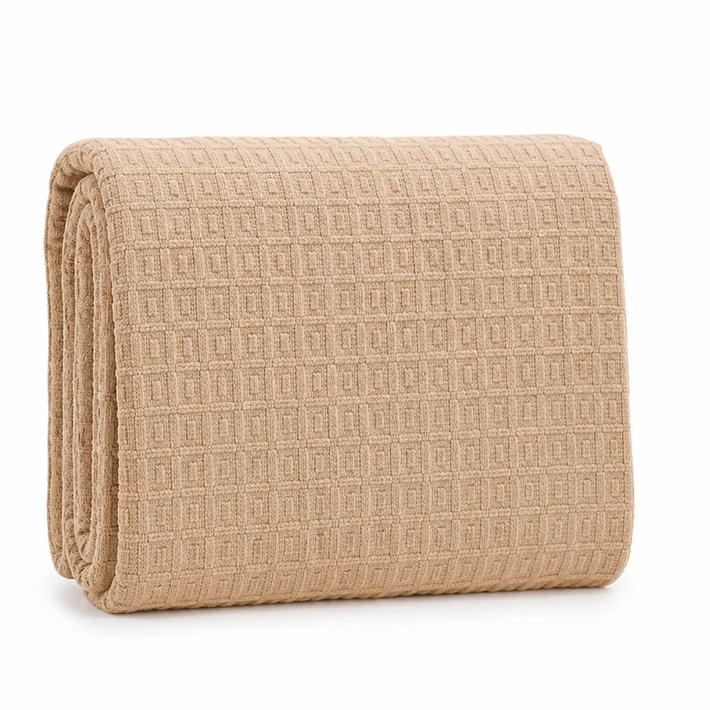 Throw Blanket 100% Cotton Waffle Weave Lightweight Breathable