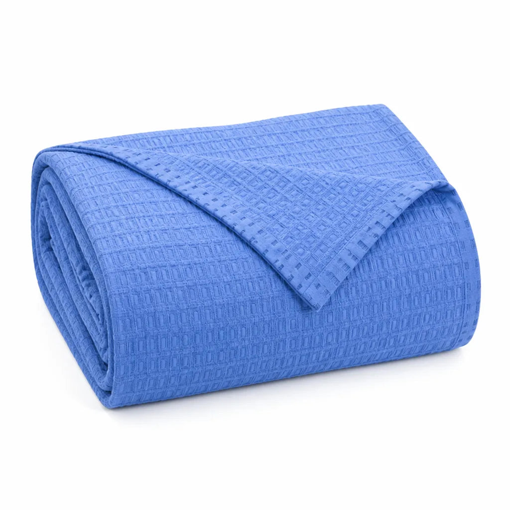 Throw Blanket 100% Cotton Waffle Weave Lightweight Breathable