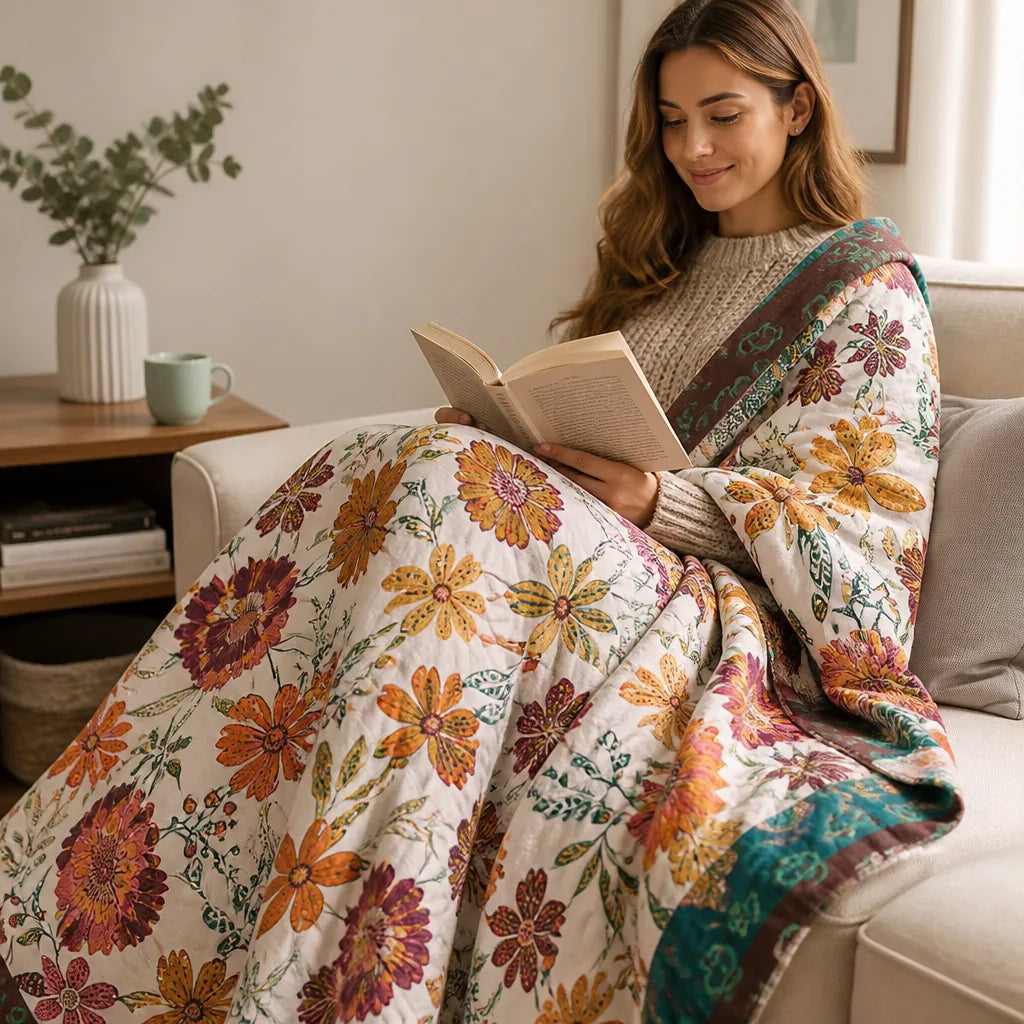 Throw Blanket Reversible Floral Jacquard 100% Cotton