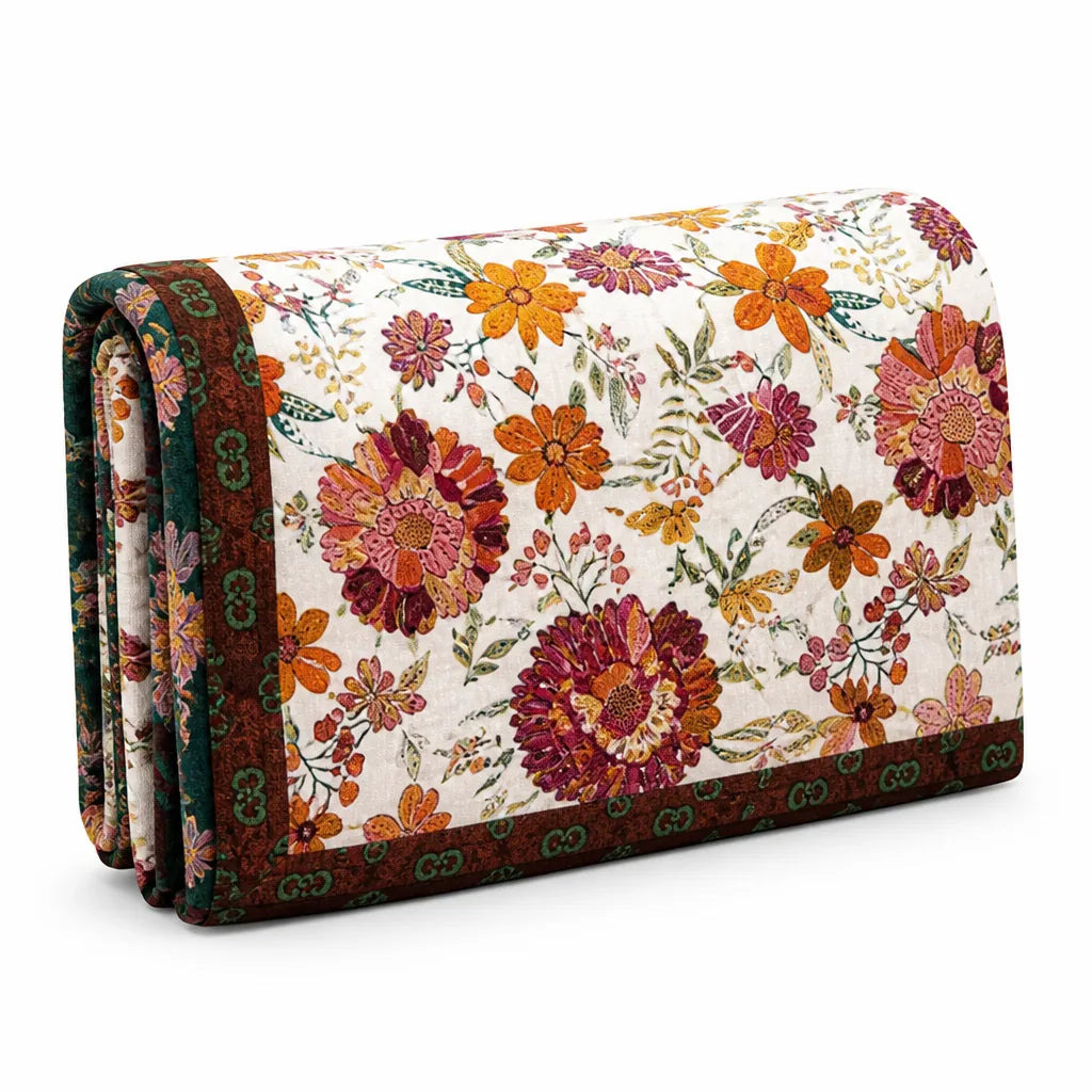 Throw Blanket Reversible Floral Jacquard 100% Cotton