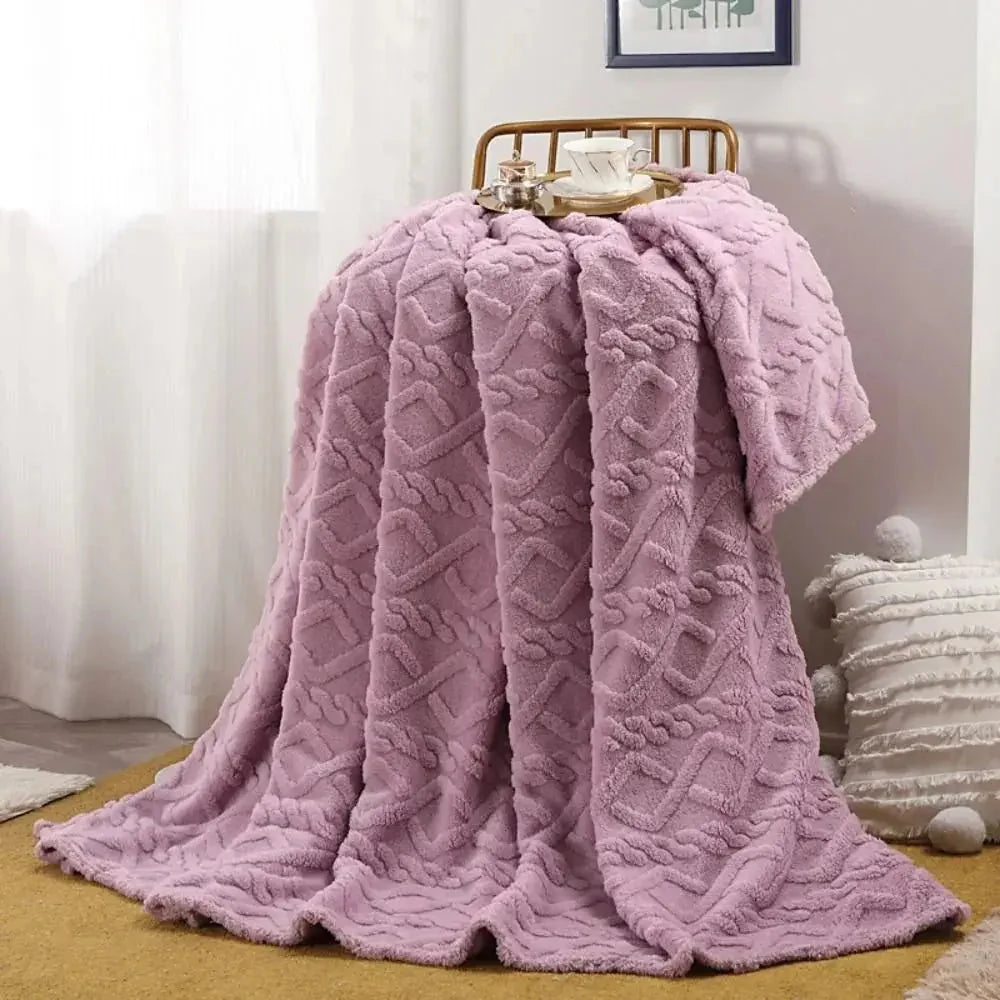 Throw Blanket Ruched Faux Fur Soft Microfiber Blend