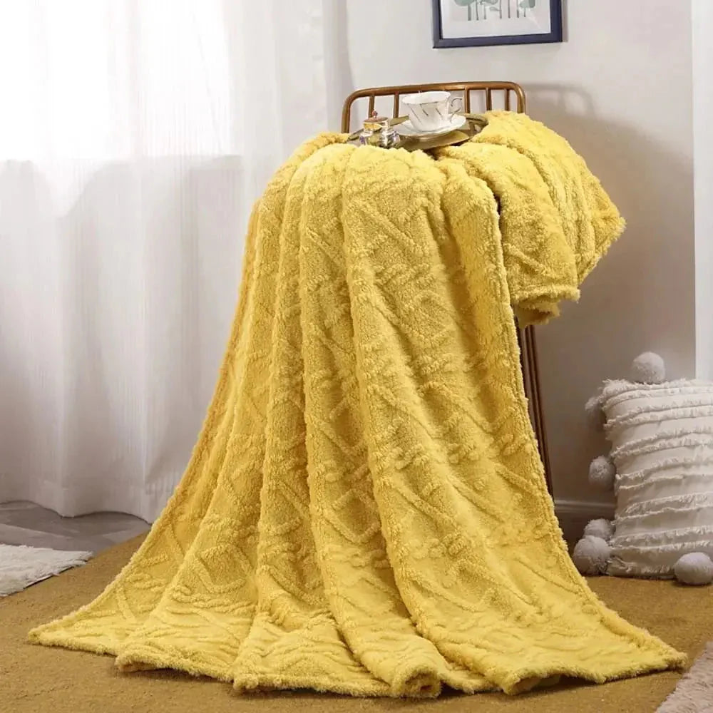 Throw Blanket Ruched Faux Fur Soft Microfiber Blend