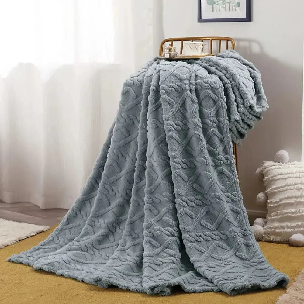 Throw Blanket Ruched Faux Fur Soft Microfiber Blend