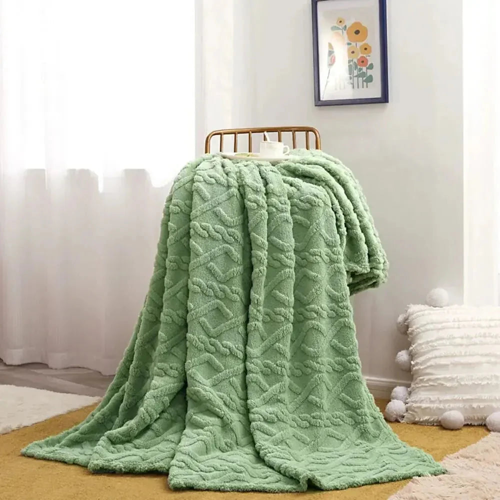 Throw Blanket Ruched Faux Fur Soft Microfiber Blend