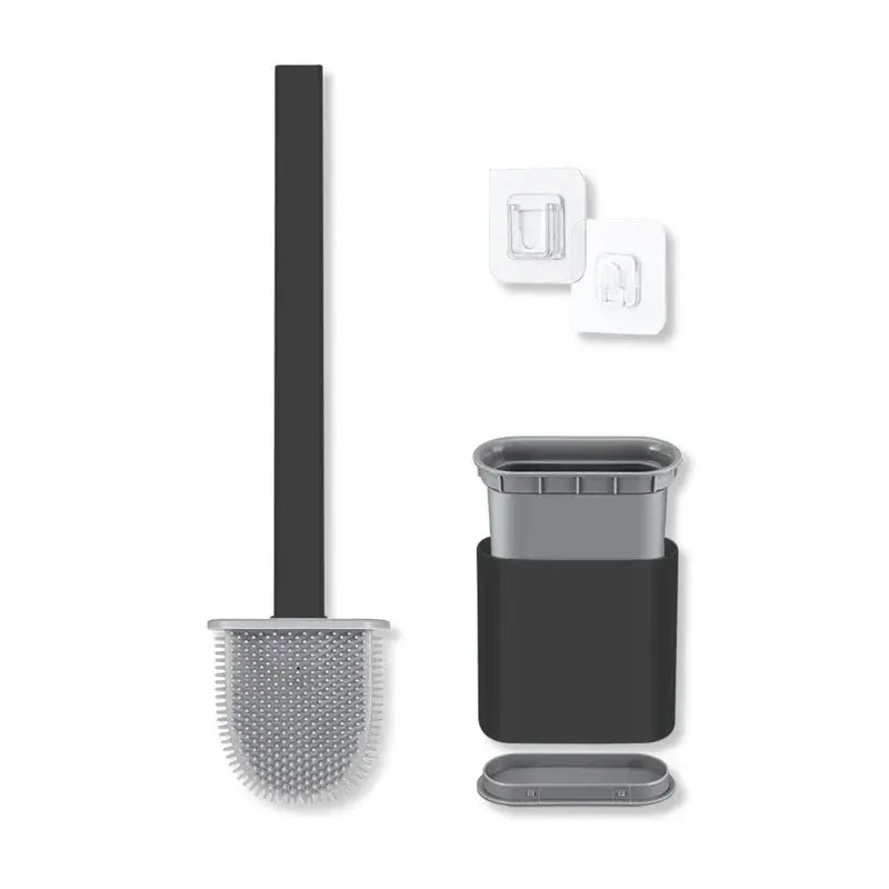 Toilet Brush & Holder D-Shaped Silicone Quick-Drying
