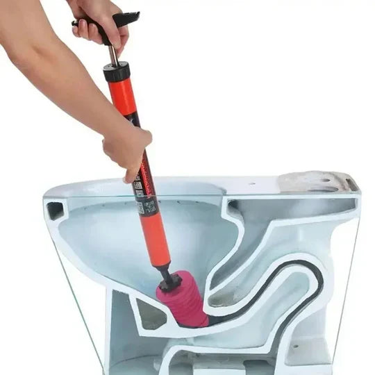 Toilet & Drain Plunger Air-Powered Stainless Steel Interchangeable Heads
