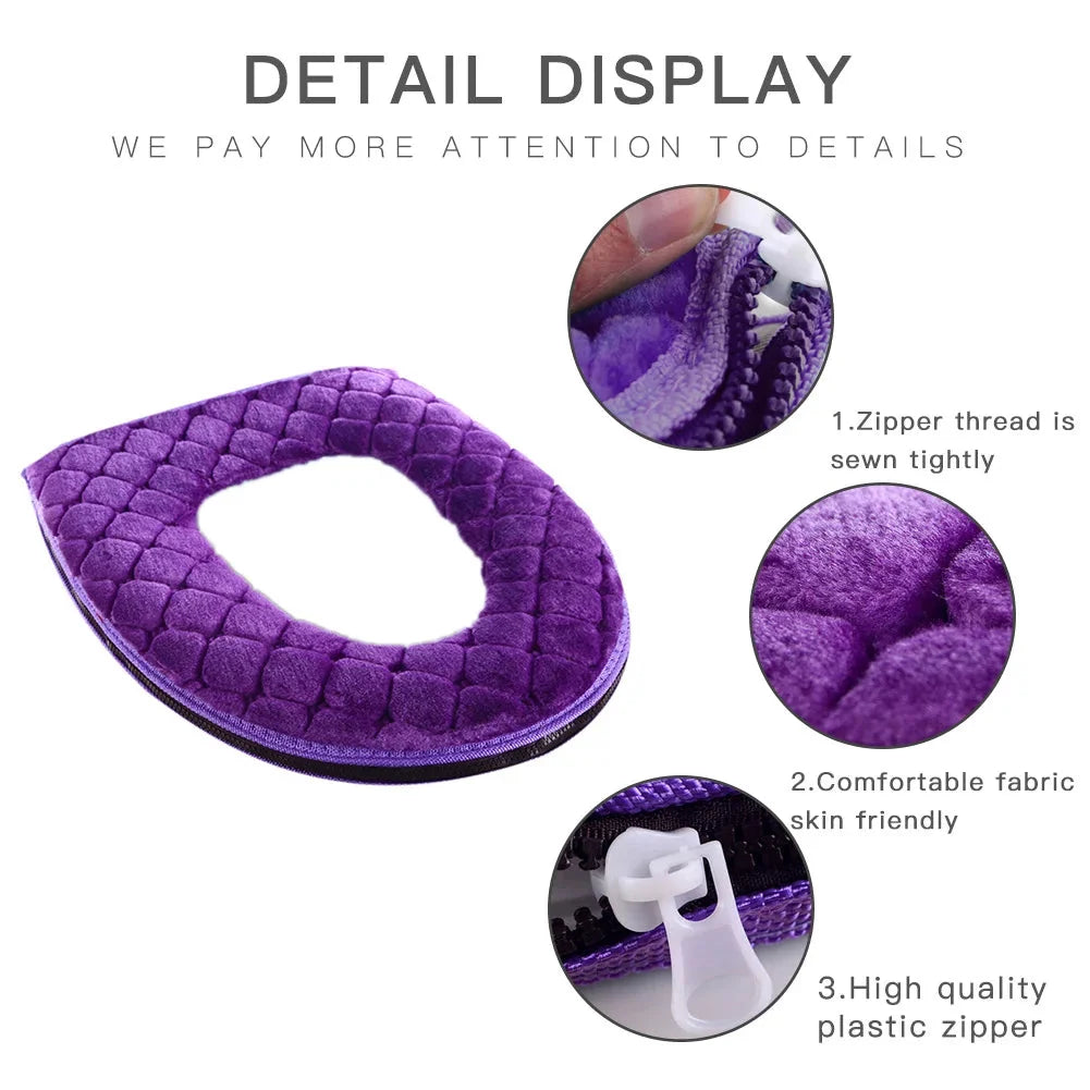 Toilet Seat Cushion Plush Padded Waterproof & Machine Washable