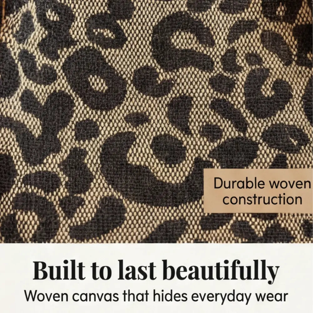 Tote Bag Leopard Canvas Gold Chain & Faux Leather Straps