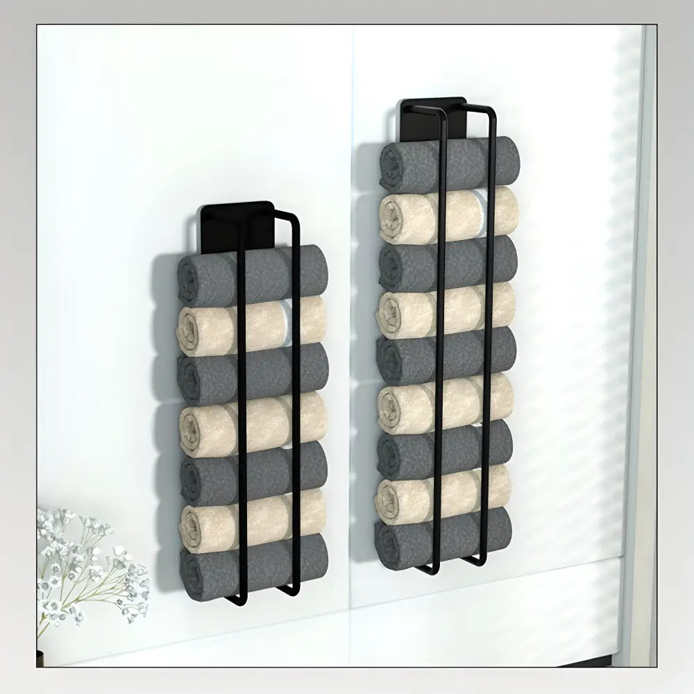 Towel Holder Wall-Mounted Open Wire Matte Black