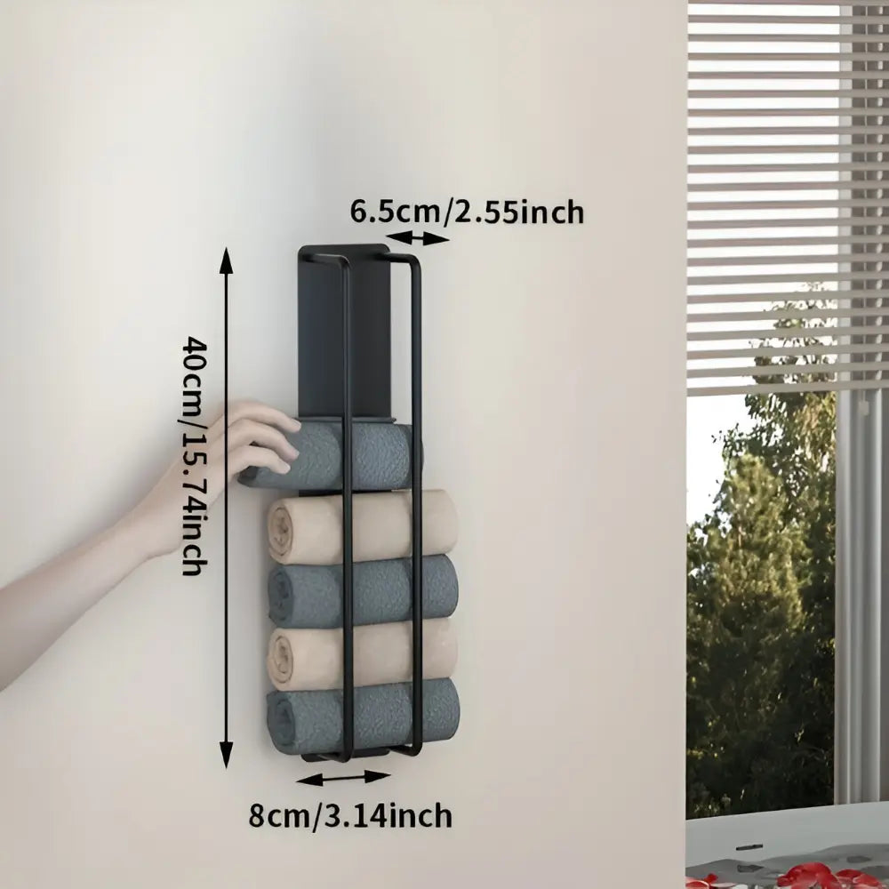 Towel Holder Wall-Mounted Open Wire Matte Black