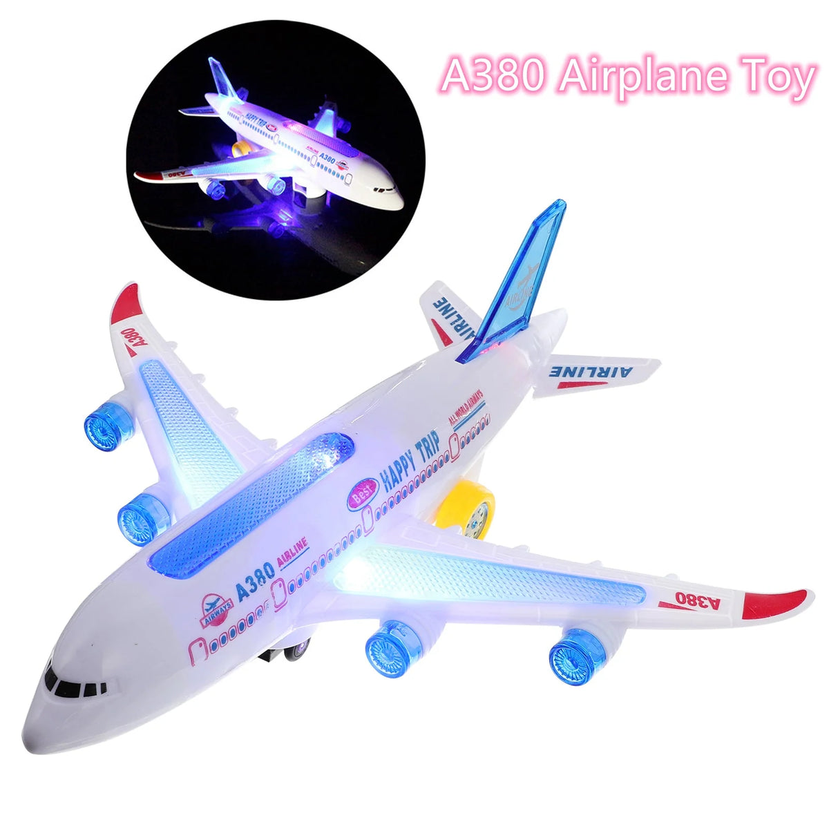 Toy Airplane Self-Driving LED Lights & Jet Sounds