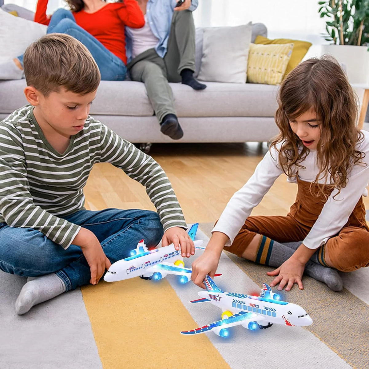Toy Airplane Self-Driving LED Lights & Jet Sounds