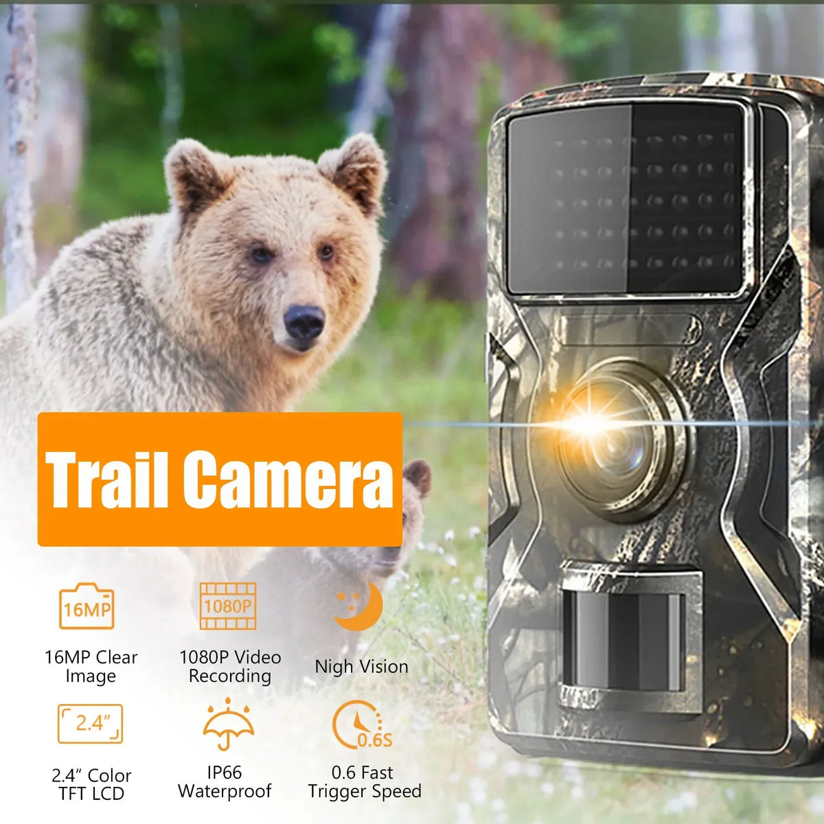 Trail Camera 1080P Night Vision & Motion Detection Weather-Resistant