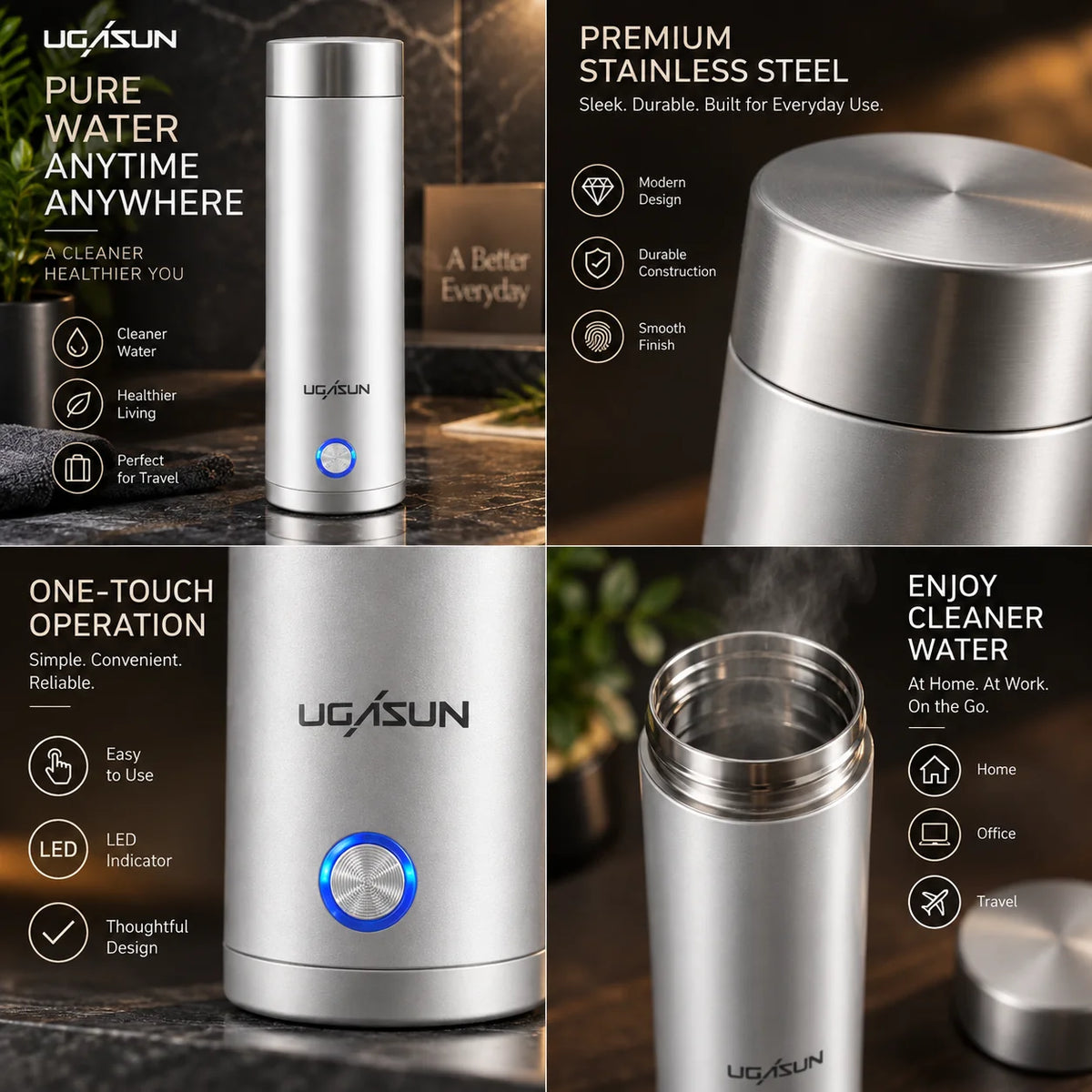 Travel Electric Kettle Stainless Steel Four Presets Auto Shut-Off